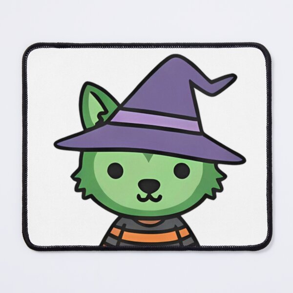 Item preview, Cute Green Werewolf in Witch Hat | Kawaii Halloween Illustration designed and sold by Kni2BeDesign.