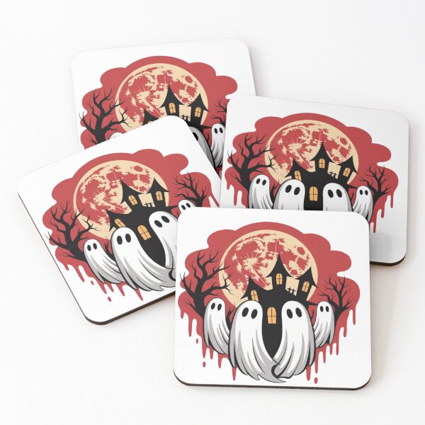 Item preview, Haunted House with Ghosts and Blood Moon Halloween Design designed and sold by PatiMood.