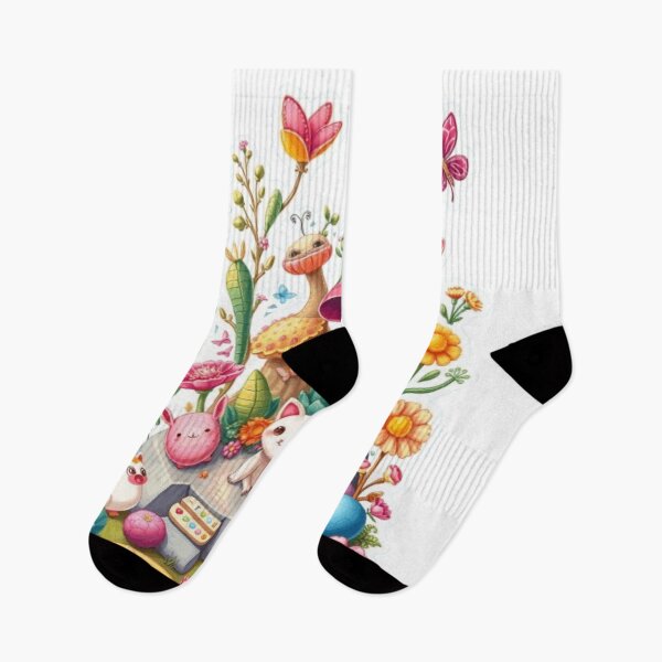 Item preview, •	Cute Fantasy Animal Garden Illustration •	Kawaii Mushroom Cat Fantasy Scene •	Whimsical Cartoon Animals and Flowers Art •	Magical Fairyland with Cats and Butterflies designed and sold by kunsuriyapaisan Paranee.