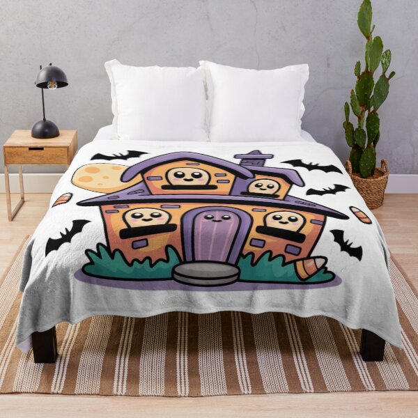 Item preview, Cute Haunted House with Happy Ghosts Halloween Design designed and sold by PatiMood.