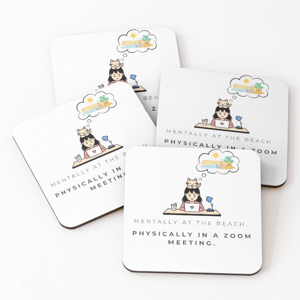 Item preview, Mentally at the beach. Physically in a Zoom meeting. designed and sold by Hirasol's Digital Arts.