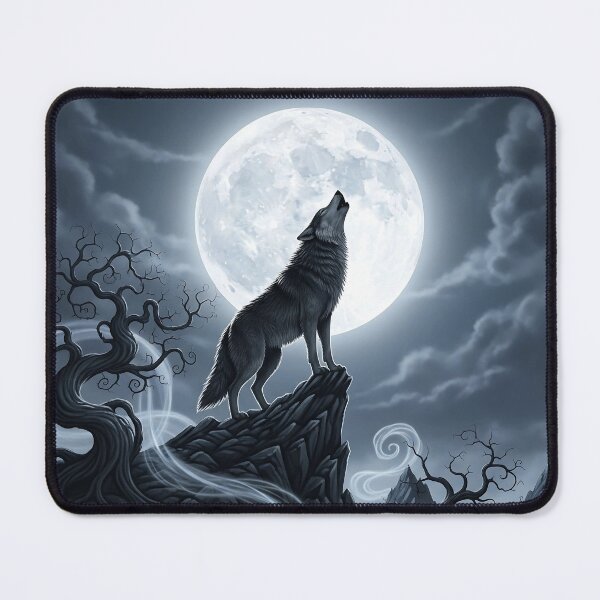 Item preview, Mystical Wolf Howling at Full Moon Fantasy Art designed and sold by kiradreamshop.