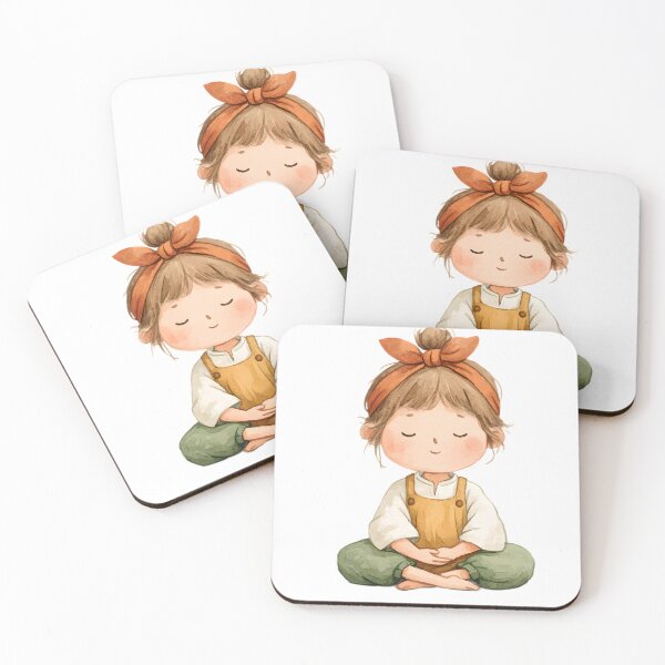 Item preview, cute meditation illustration designed and sold by K@Whimsical cottagecore.