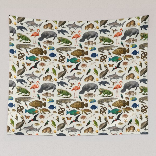 Item preview, Animals of the Caribbean Retro Illustration Wildlife Chart designed and sold by kakarikihill.