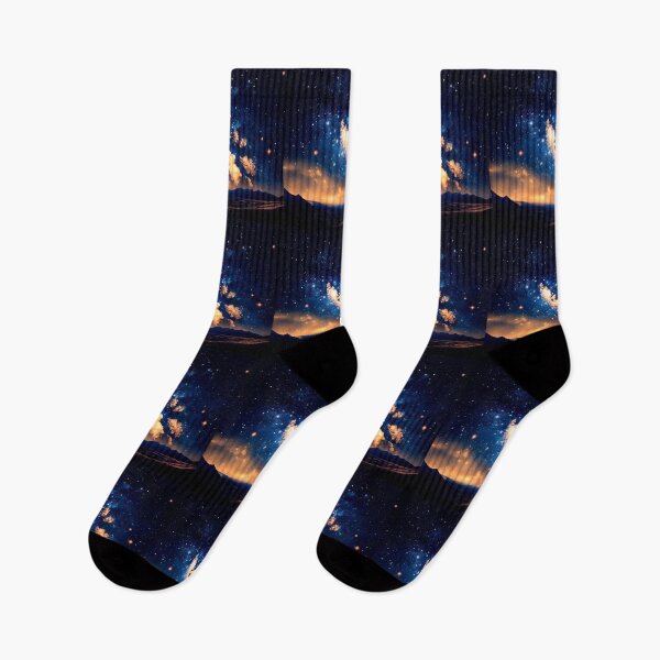 Item preview, Ethereal Starry Night Over Golden Mountain Horizon designed and sold by LanaGustavsson.