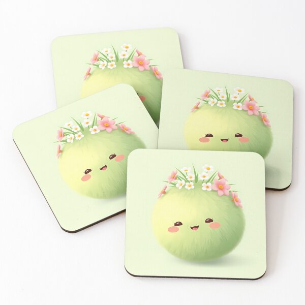 Item preview, cute fuzzy green creature with flowers designed and sold by Pugavatar.