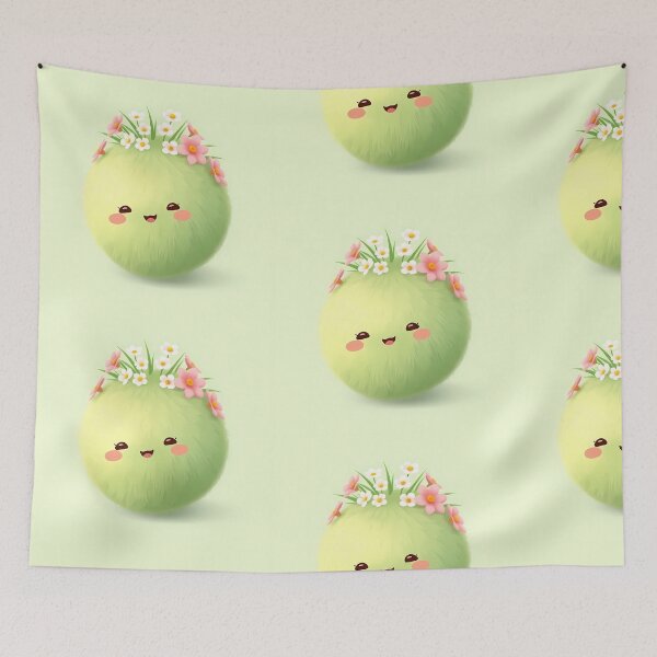 Item preview, cute fuzzy green creature with flowers designed and sold by Pugavatar.