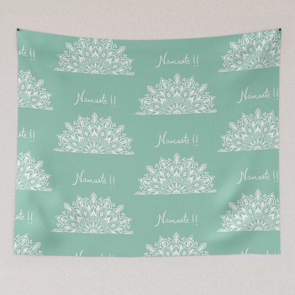 Item preview, Namaste Mandala - teal blue & white designed and sold by Shalini Bisht.
