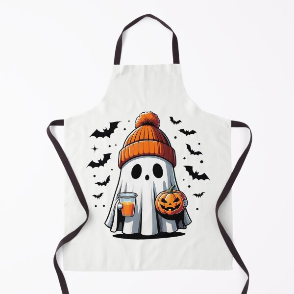 Item preview, Cute Halloween Ghost With Coffee Mug Pumpkin and Beanie Spooky Season Art designed and sold by HalloweenGift.