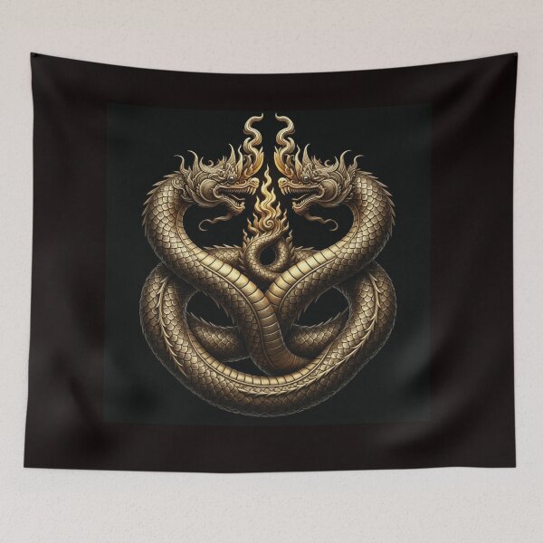 Item preview, Twin Golden Naga Embrace: Mythical Serpent Guardians designed and sold by thitimajarunrat.