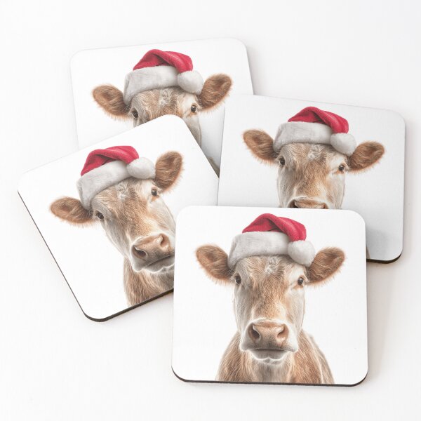Item preview, Cow with Christmas Hat – Festive Cow Xmas Design designed and sold by LazyOwlStore.