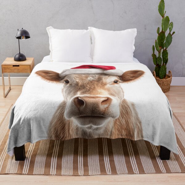 Item preview, Cow with Christmas Hat – Festive Cow Xmas Design designed and sold by LazyOwlStore.