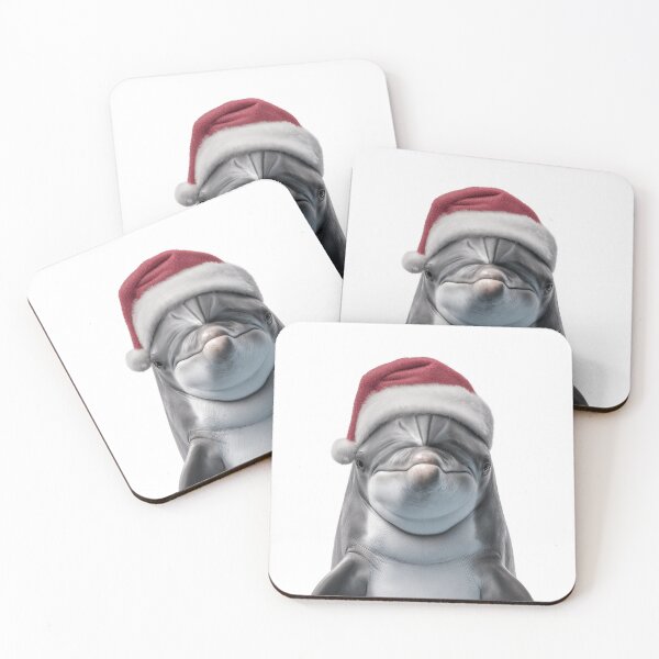 Item preview, Dolphin with Christmas Hat – Festive Dolphin Xmas Design designed and sold by LazyOwlStore.