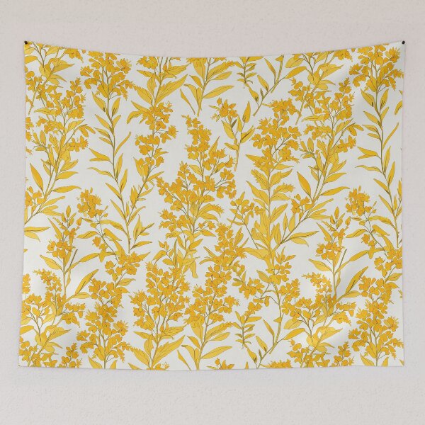 Item preview, Bright Yellow Floral Pattern With Golden Branches designed and sold by CoolPixels.
