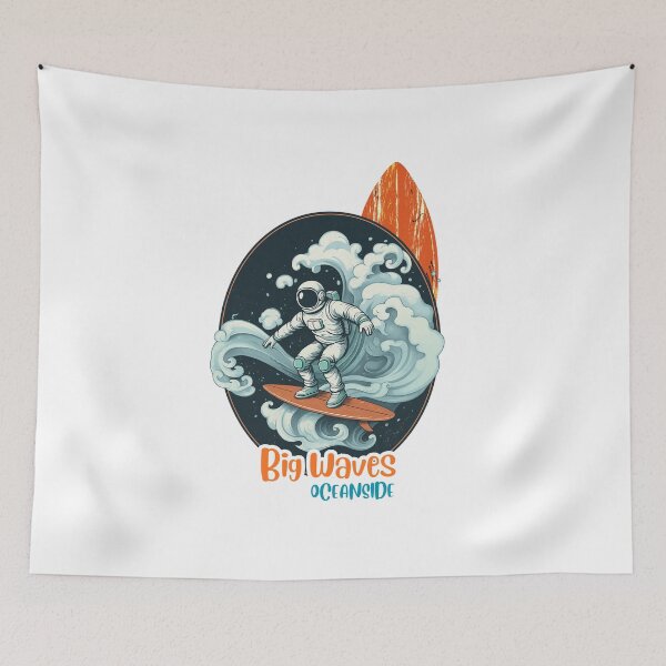 Item preview, Surfing Astronaut Riding Big Waves designed and sold by Orange Tropics.