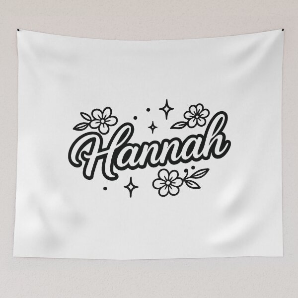 Item preview, Hannah Name Design – Elegant White Cursive with Black Outline & Floral Accents for Stickers, Apparel & Gifts designed and sold by DailyVibesCo.