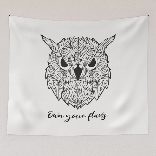 Item preview, Own Your Flaws – Horned Owl | Self-Acceptance Graphic designed and sold by downUnderInk.