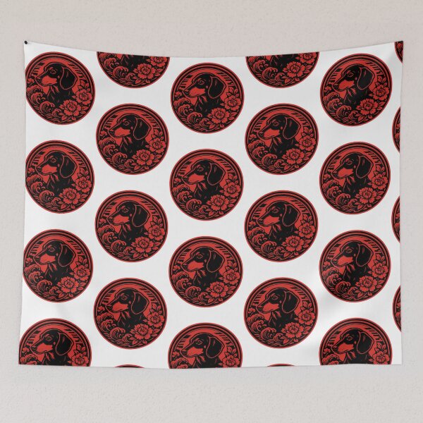 Item preview, Dachshund Floral Emblem designed and sold by roslexfulsia.