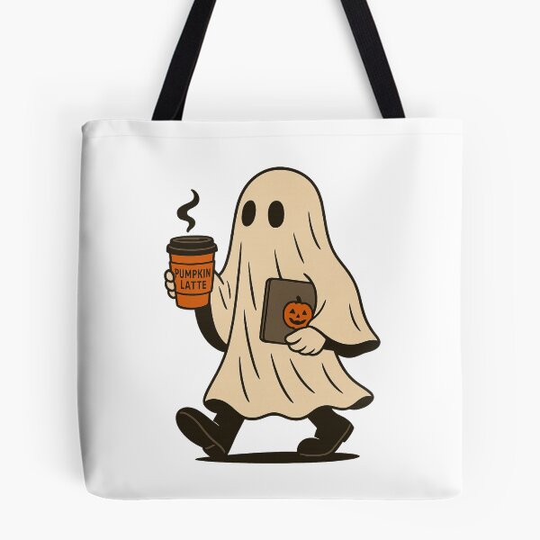Item preview, Fantasma adorable con café con leche de calabaza: diseño divertido de Halloween designed and sold by CanvasFox.