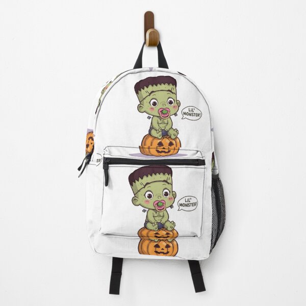 Item preview, Cute Frankenstein boy with stitched face sitting behind pumpkins, fun Halloween cartoon line art illustration for children’s coloring page designed and sold by PWDigitalArt.