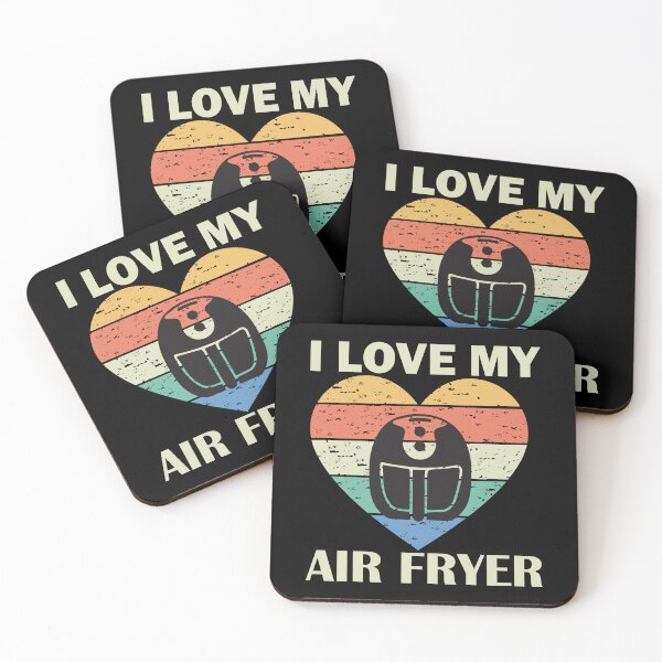 Item preview, I Love My Air Fryer – Cute Striped Heart Air Fryer beige text Design designed and sold by EmeraldeaArt.