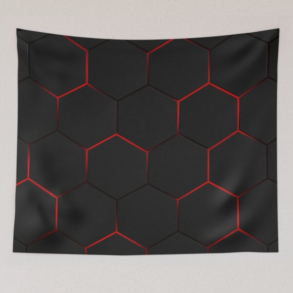 Item preview, Red Glow Hex Pattern designed and sold by Kaleidoscope Print.