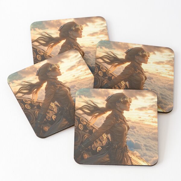 Item preview, Steampunk Airship Female Captain - Sky Voyage Adventure designed and sold by Myra365Art.