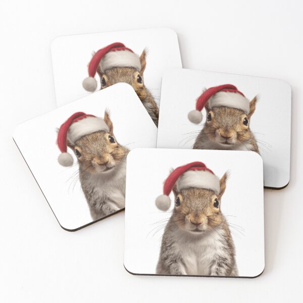 Item preview, Squirrel with Christmas Hat – Festive Squirrel Xmas Design designed and sold by LazyOwlStore.