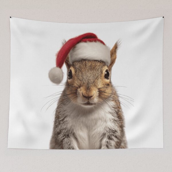 Item preview, Squirrel with Christmas Hat – Festive Squirrel Xmas Design designed and sold by LazyOwlStore.