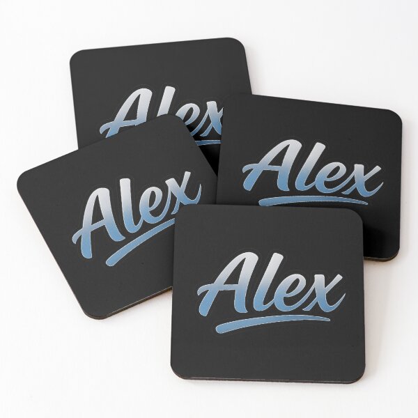 Item preview, Alex Name Design – 3D Metallic Silver & Blue Gradient Typography for Stickers, Apparel & Gifts designed and sold by DailyVibesCo.
