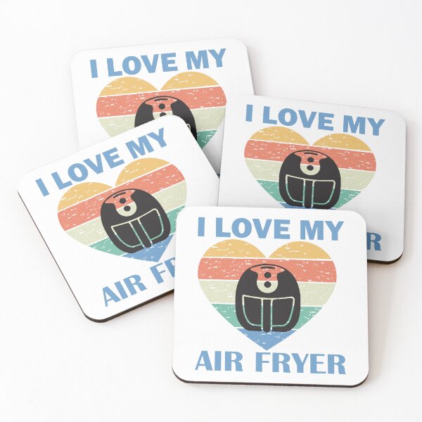 Item preview, I Love My Air Fryer – Cute Striped Heart Air Fryer blue text Design designed and sold by EmeraldeaArt.