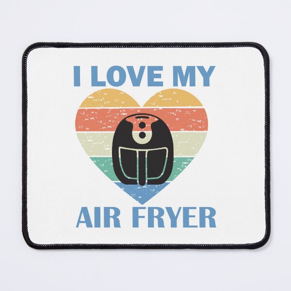 Item preview, I Love My Air Fryer – Cute Striped Heart Air Fryer blue text Design designed and sold by EmeraldeaArt.
