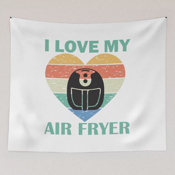 Item preview, I Love My Air Fryer – Striped Heart Air Fryer green text Design designed and sold by EmeraldeaArt.