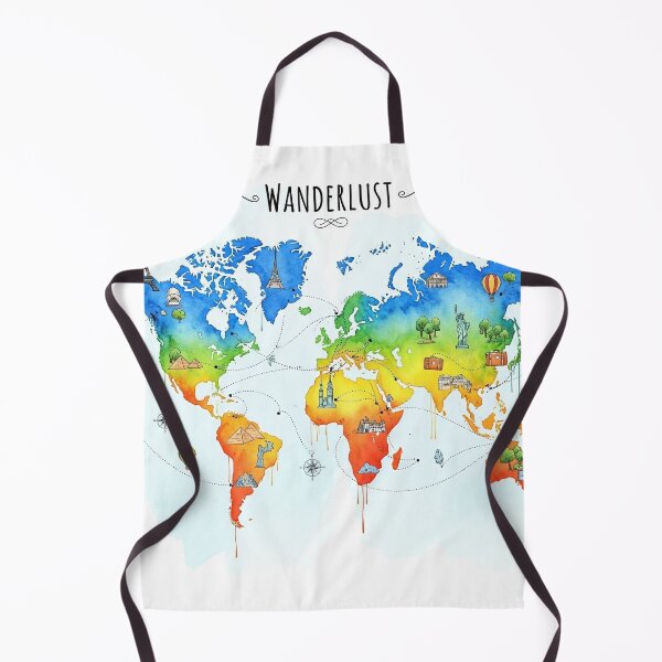 Item preview, World map watercolor illustration, travel wanderlust theme, colorful artistic design designed and sold by SLDavincy.