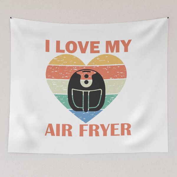 Item preview, I Love My Air Fryer – Striped Heart Air Fryer red text Design designed and sold by EmeraldeaArt.