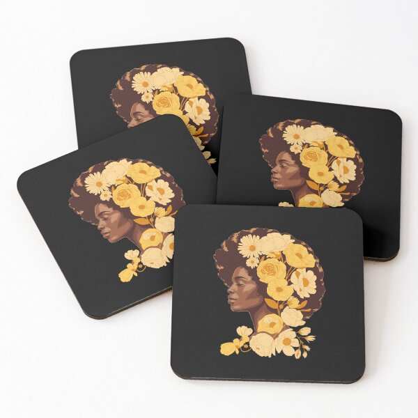 Item preview, Beautiful Black Woman Afro Queen African Art Yellow Flowers designed and sold by LeeEvans222.