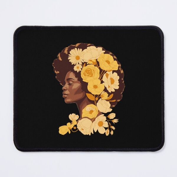 Item preview, Beautiful Black Woman Afro Queen African Art Yellow Flowers designed and sold by LeeEvans222.