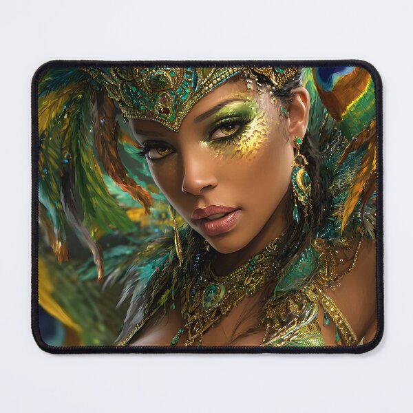Item preview, Vibrant Carnival Beauty in Luxurious Green Attire designed and sold by Artessie.