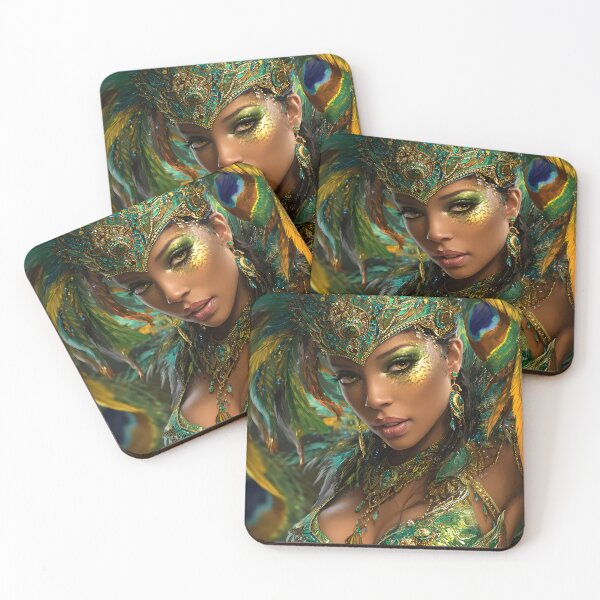 Item preview, Vibrant Carnival Beauty in Luxurious Green Attire designed and sold by Artessie.