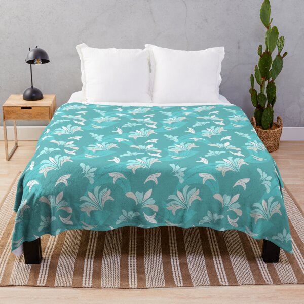 Item preview, Flowing Ikat Floral Wave Pattern on Turquoise Background designed and sold by Alynek-Design.