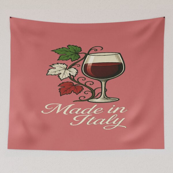Item preview, Made in Italy Wine Glass – Elegant Grapevine Design with Italy Flag Colors designed and sold by Globalcitytees.