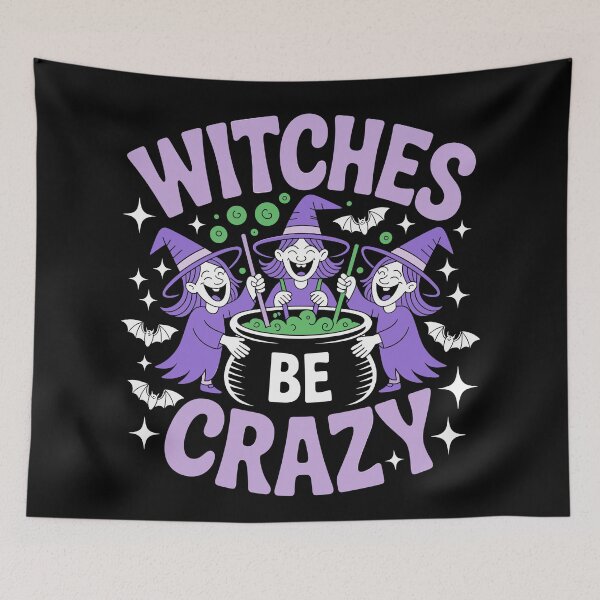 Item preview, Witches Be Crazy 2: A cute and playful Halloween design with witches around a cauldron. For the Halloween Festive Season designed and sold by Camel & Quirk.