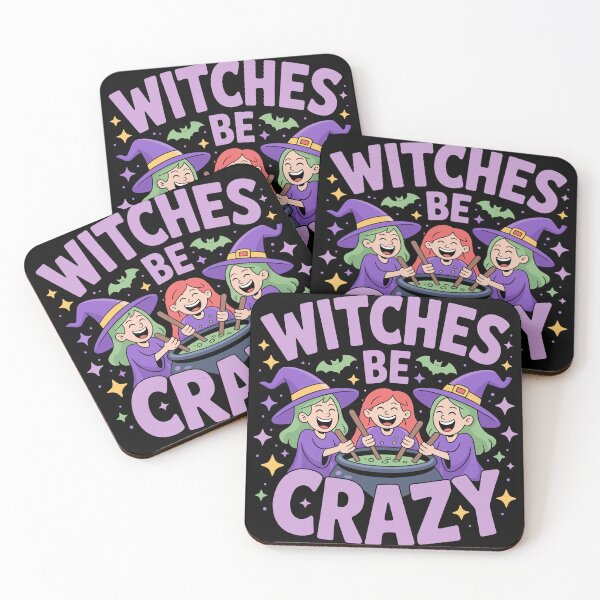 Item preview, Witches Be Crazy 4: A cute and playful Halloween design with witches around a cauldron. For the Halloween Festive Season designed and sold by Camel & Quirk.