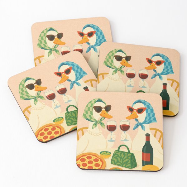 Item preview, Sassy Ducks Pizza & Wine Night | Quirky Kitchen Wall Art designed and sold by SurfolioPrints.