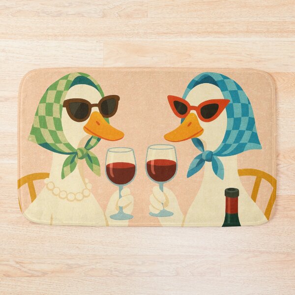 Item preview, Sassy Ducks Pizza & Wine Night | Quirky Kitchen Wall Art designed and sold by SurfolioPrints.