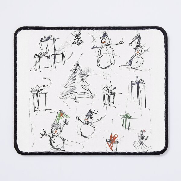 Item preview, Christmas Pattern with Trees, Snowmen, and Gifts designed and sold by SleekLineSketches.