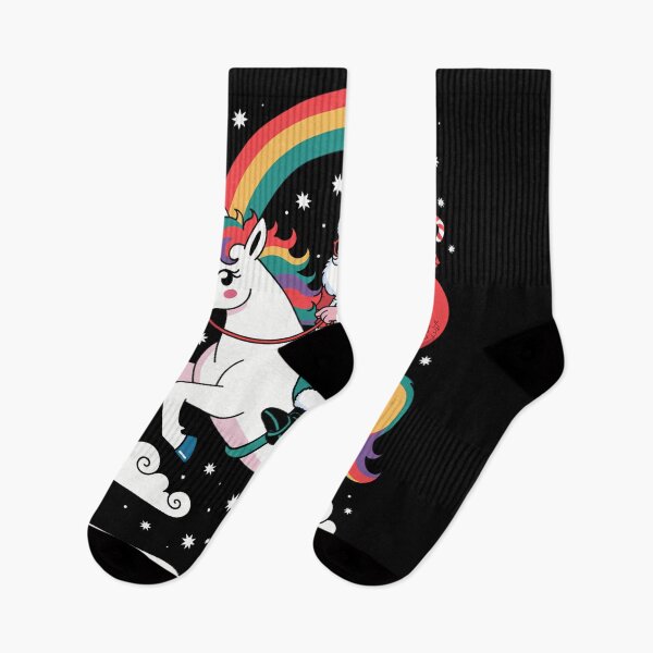 Item preview, Christmas Santa Riding Unicorn Xmas Rainbow designed and sold by LunaCrazeArt.