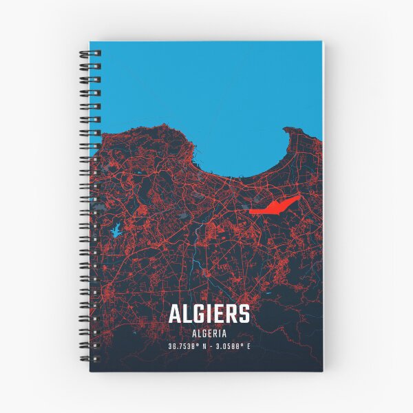 Item preview, Algiers Red & Blue Minimalist Map designed and sold by HomeLivingCo.