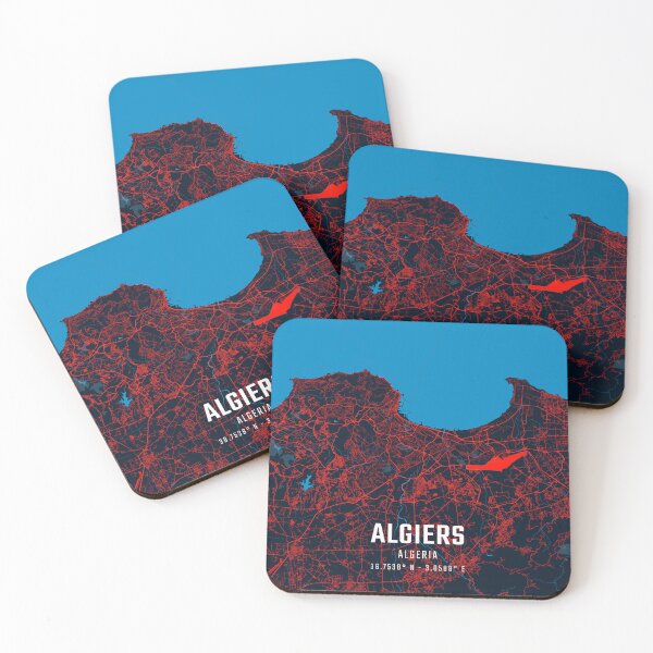 Item preview, Algiers Red & Blue Minimalist Map designed and sold by HomeLivingCo.