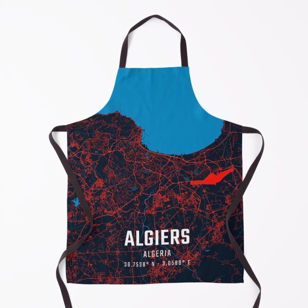 Item preview, Algiers Red & Blue Minimalist Map designed and sold by HomeLivingCo.